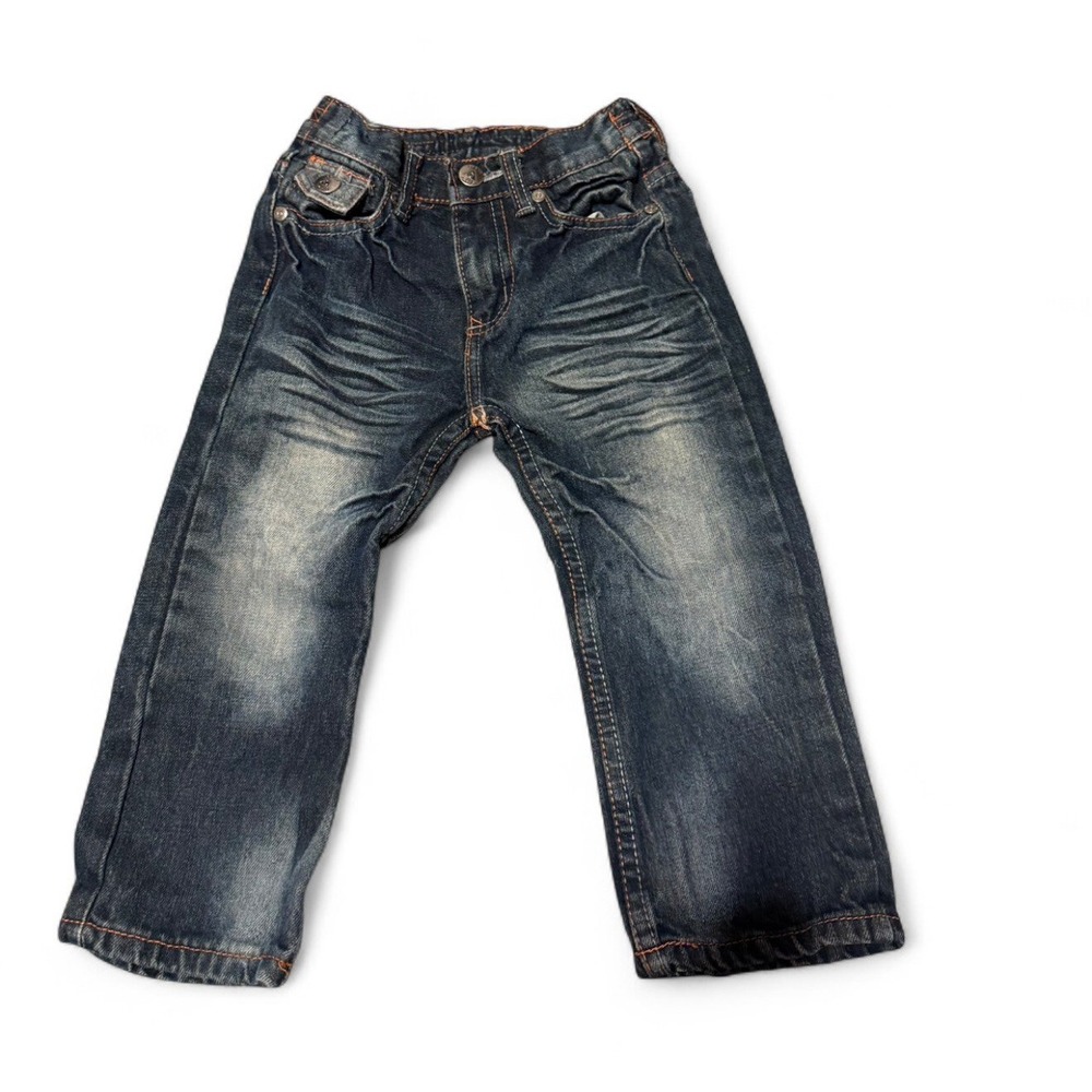 CHAMS Toddler Boys Jeans Size 3T Dark‎ Wash Y2K Embellished Pockets